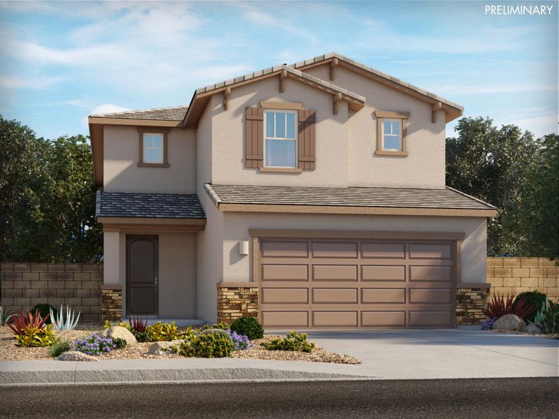 Representative exterior photo of a completed home built from the Vineyard by Meritage Homes in Sonora at Entrada del Pueblo, Sahuarita, AZ (Image 2).