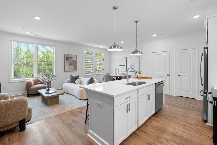 Representative furnished interior of a home built from the The Magnolia by The Providence Group in Market Square at Sawnee Village, Cumming (Image 9).