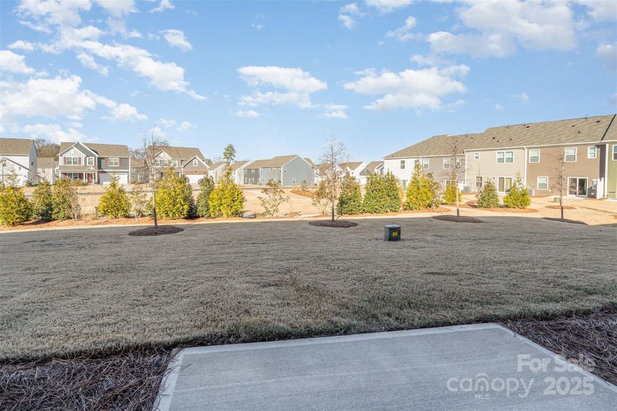 Patio overlooking open green space Patio overlooking open green space