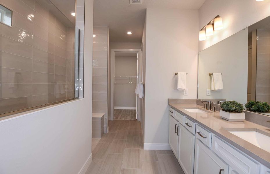 Owner's Bath with Dual Sinks and Oversize Shower