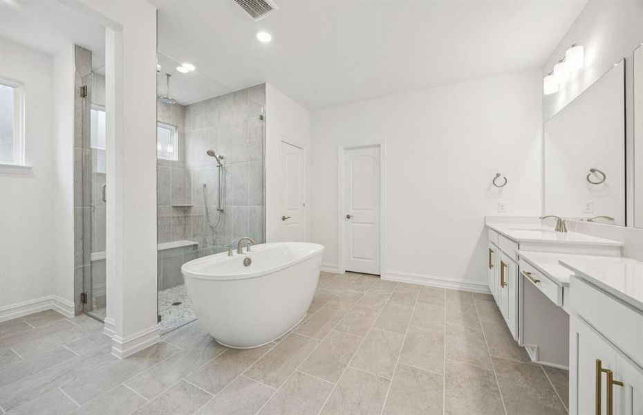 Owner's private bath with double vanity *Model Representation*