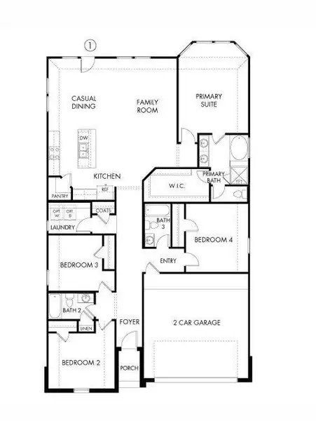 2D floor plan layout of this home in Stewart's Ranch, Conroe, TX (Image 2).