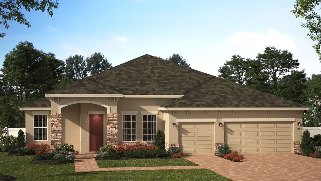 Elevation 1 with Optional Stone | Brentwood | New Homes in Florida | Landsea Homes