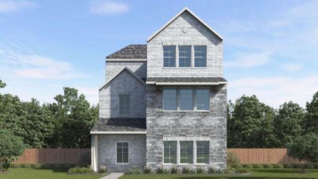 Front exterior of a new home in The Avenue, Allen, TX, highlighting curb appeal (Image 1). Front exterior of a new home in The Avenue, Allen, TX, highlighting curb appeal (Image 1).