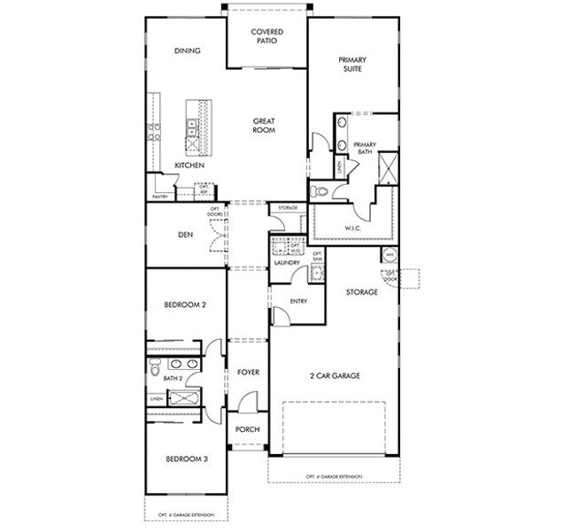 2D floor plan layout for the Finch by Meritage Homes in Houghton Reserve - Esplanade, Tucson, AZ (Image 3). 2D floor plan layout for the Finch by Meritage Homes in Houghton Reserve - Esplanade, Tucson, AZ (Image 3).