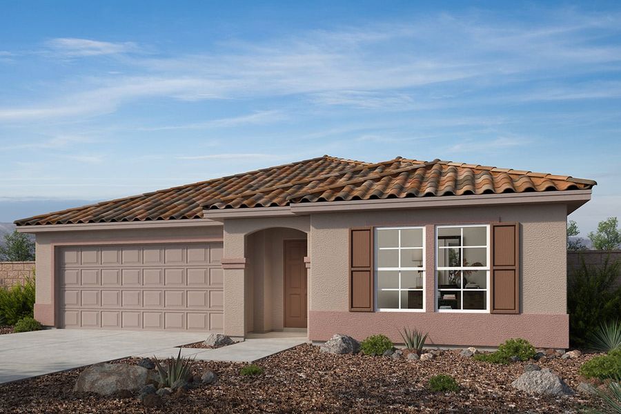 Representative exterior photo of a completed home built from the Plan 2591 by KB Home in Mirador Ridge Skies, Tucson, AZ (Image 6).