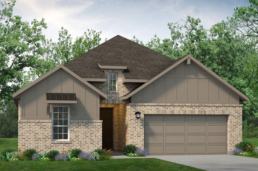 Representative exterior photo of a completed home built from the The Rio Grande Executive by UnionMain Homes in Wildflower Ranch, Justin, TX (Image 17).