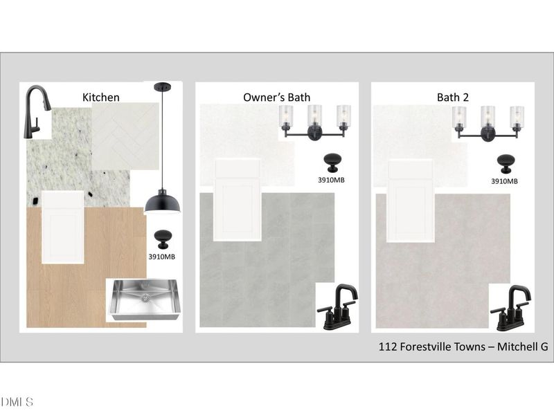 Sample of building materials used in homes in Forestville Yard Townhomes, Knightdale (Image 3).