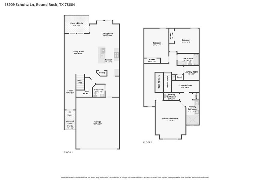 2D floor plan layout for the Lavaca by Pacesetter Homes in Center 45, Round Rock, TX (Image 5).