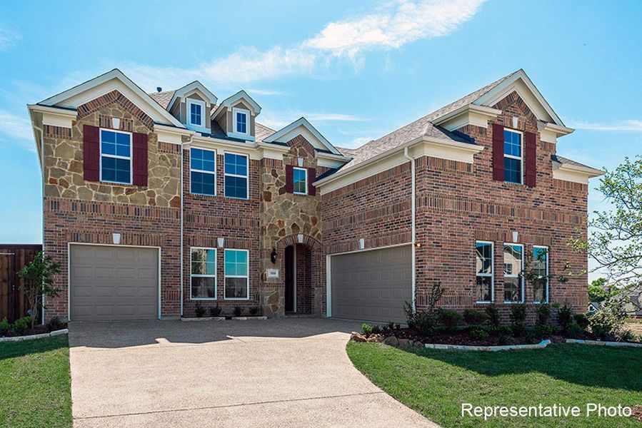 Representative exterior photo of a completed home built from the Hartford by Grand Homes in Creekside at Elevon, Lavon, TX (Image 20).