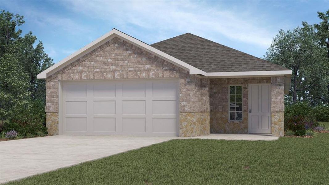 Front exterior of a new home in Silverado, Aubrey, TX, highlighting curb appeal (Image 1). Front exterior of a new home in Silverado, Aubrey, TX, highlighting curb appeal (Image 1).