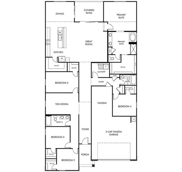 2D floor plan layout for the Lennon by Meritage Homes in Mountain View Estates Signature Series, Buckeye, AZ (Image 3).