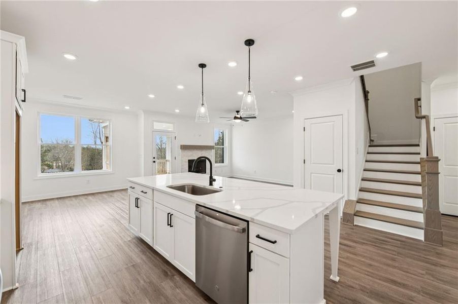Furnished interior view inside a new home in Millcroft Townhomes, Buford (Image 9). Furnished interior view inside a new home in Millcroft Townhomes, Buford (Image 9).