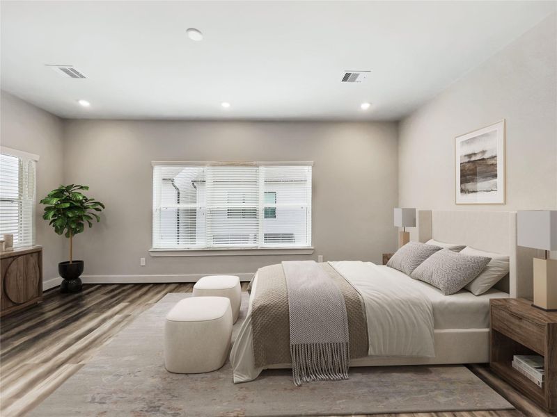Virtually staged* Primary bedroom located on second floor.