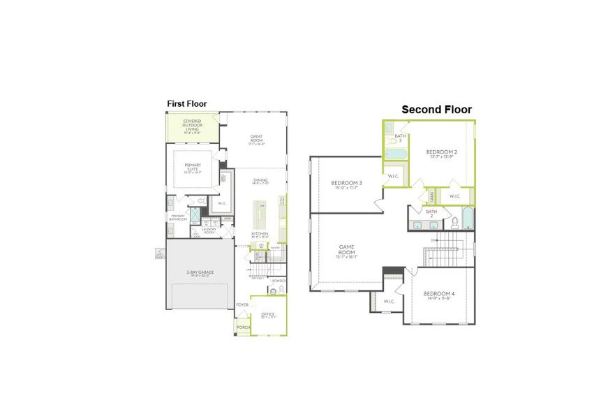 2D floor plan layout of this home in Treeline, Justin, TX (Image 2). 2D floor plan layout of this home in Treeline, Justin, TX (Image 2).