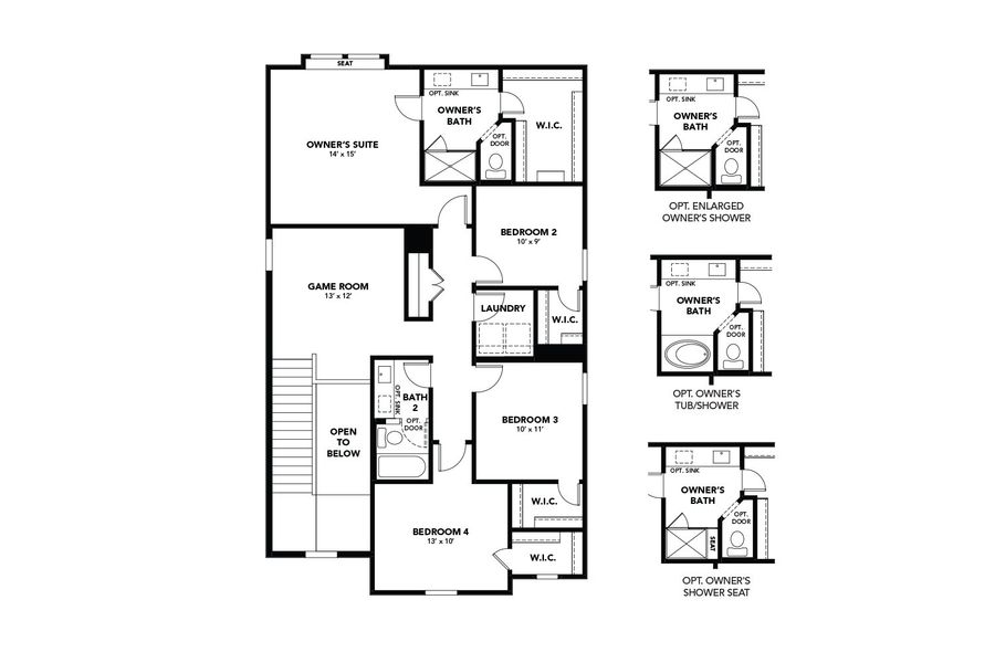 2D floor plan layout for the Polaris by DRB Homes in Prominence, San Antonio, TX (Image 4).