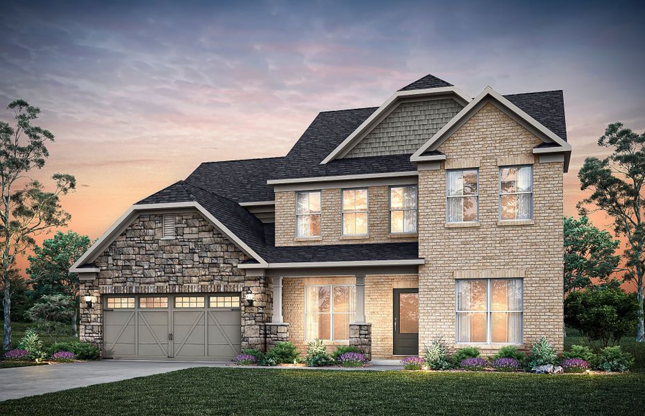 Representative exterior photo of a completed home built from the Wingate by Pulte Homes in Riversprings, Dacula, GA (Image 2).