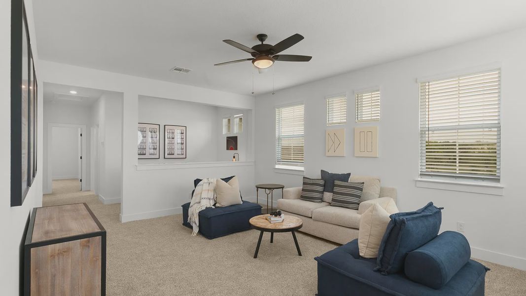Furnished interior view inside a new home in Lariat, Liberty Hill (Image 19). Furnished interior view inside a new home in Lariat, Liberty Hill (Image 19).