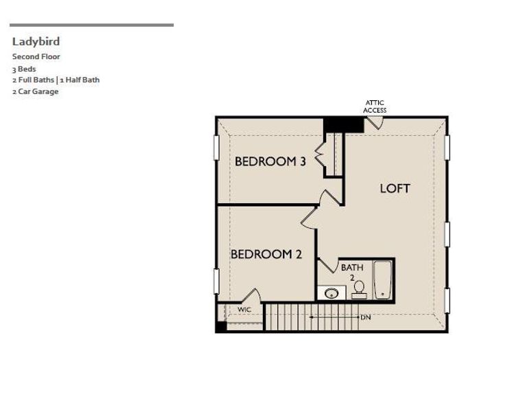 2D floor plan layout of this home in The Cottages at La Cima, San Marcos, TX (Image 3).