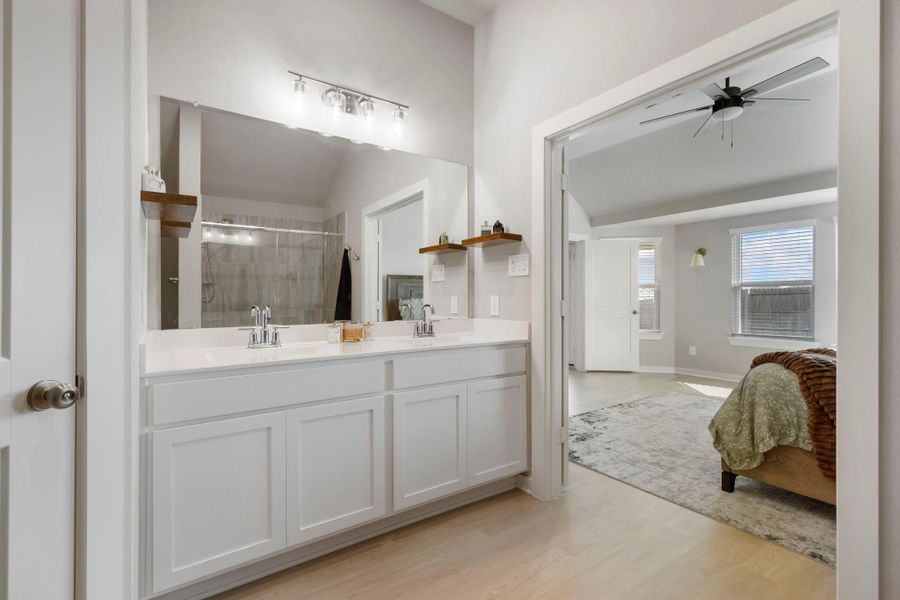 Double sinks in the primary suite.