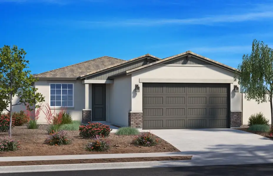 Representative exterior photo of a completed home built from the 1685 by Homes by Towne in Laveen Vistas III, Laveen, AZ (Image 2). Representative exterior photo of a completed home built from the 1685 by Homes by Towne in Laveen Vistas III, Laveen, AZ (Image 2).