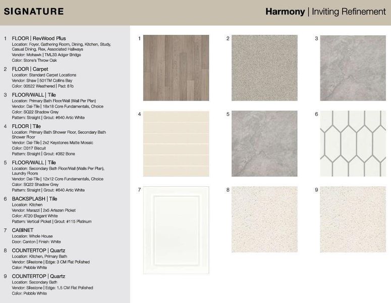 21237 Lake Run Drive design selections. Home is currently under construction and selections are subject to change.