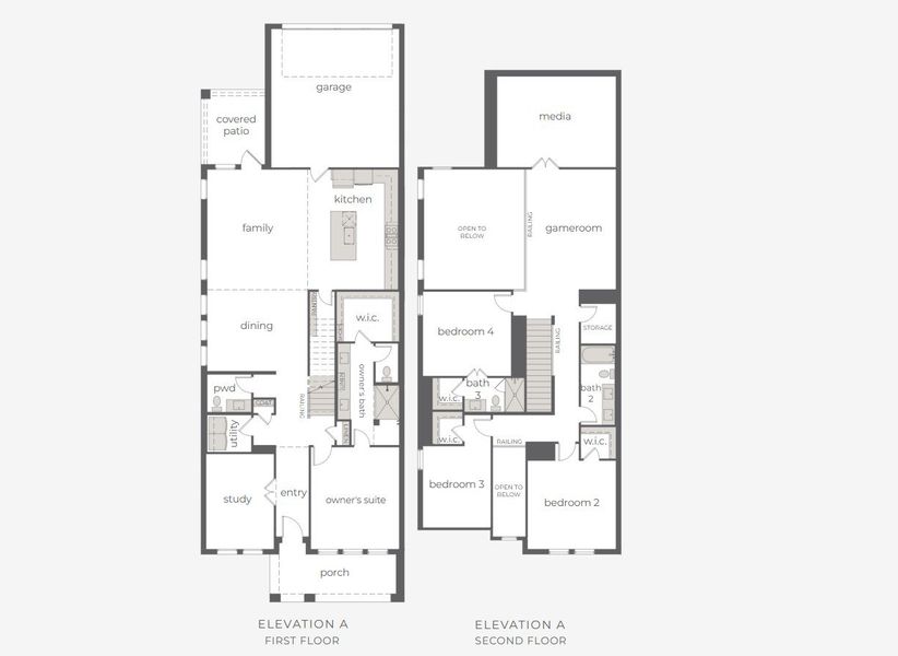 2D floor plan layout for the Marcel II by Normandy Homes in Hazelwood 40' Series, Frisco, TX (Image 3).