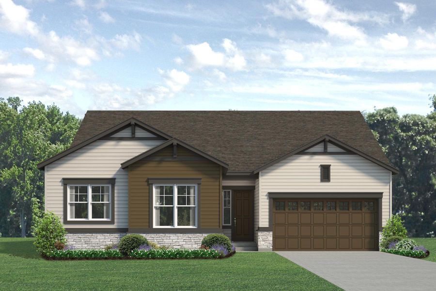 Representative exterior photo of a completed home built from the Jefferson by Risewell Homes in Highlands Preserve, Mead, CO (Image 17).