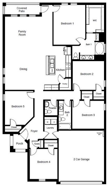 2D floor plan layout for the Jaxson by D.R. Horton in Mustang Ridge, Andrews, TX (Image 3).