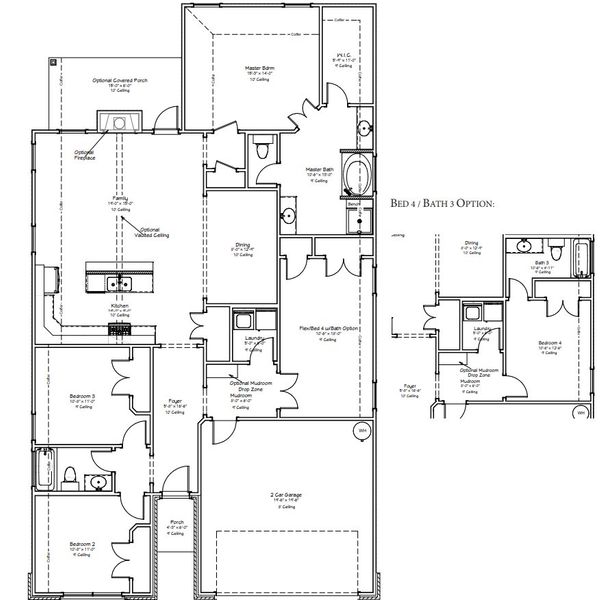 2D floor plan layout for the The Dahlia by Avonley Homes in Pinemont, Bryan, TX (Image 3). 2D floor plan layout for the The Dahlia by Avonley Homes in Pinemont, Bryan, TX (Image 3).
