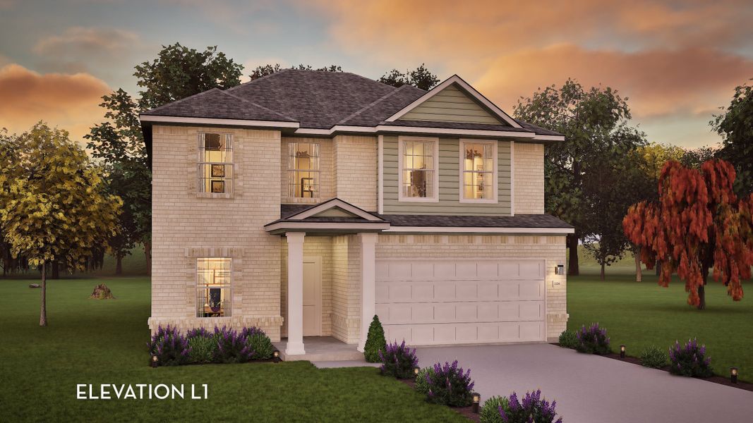 Representative exterior photo of a completed home built from the Trinity by CastleRock Communities in Saddlebrook Estates, Waxahachie, TX (Image 1). Representative exterior photo of a completed home built from the Trinity by CastleRock Communities in Saddlebrook Estates, Waxahachie, TX (Image 1).