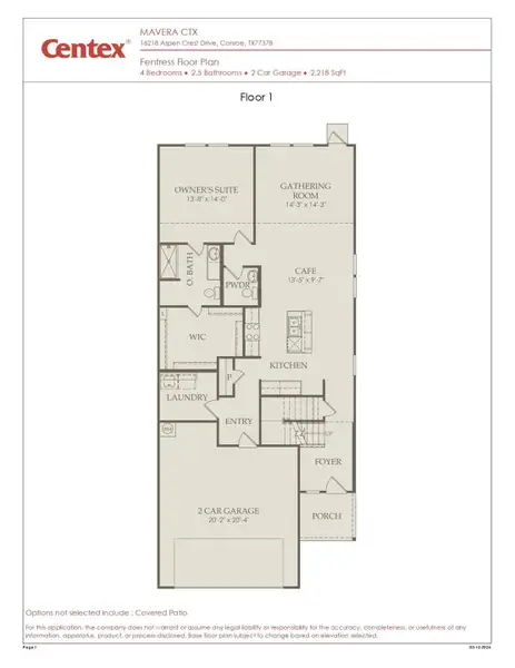 2D floor plan layout of this home in Mavera, Conroe, TX (Image 3).