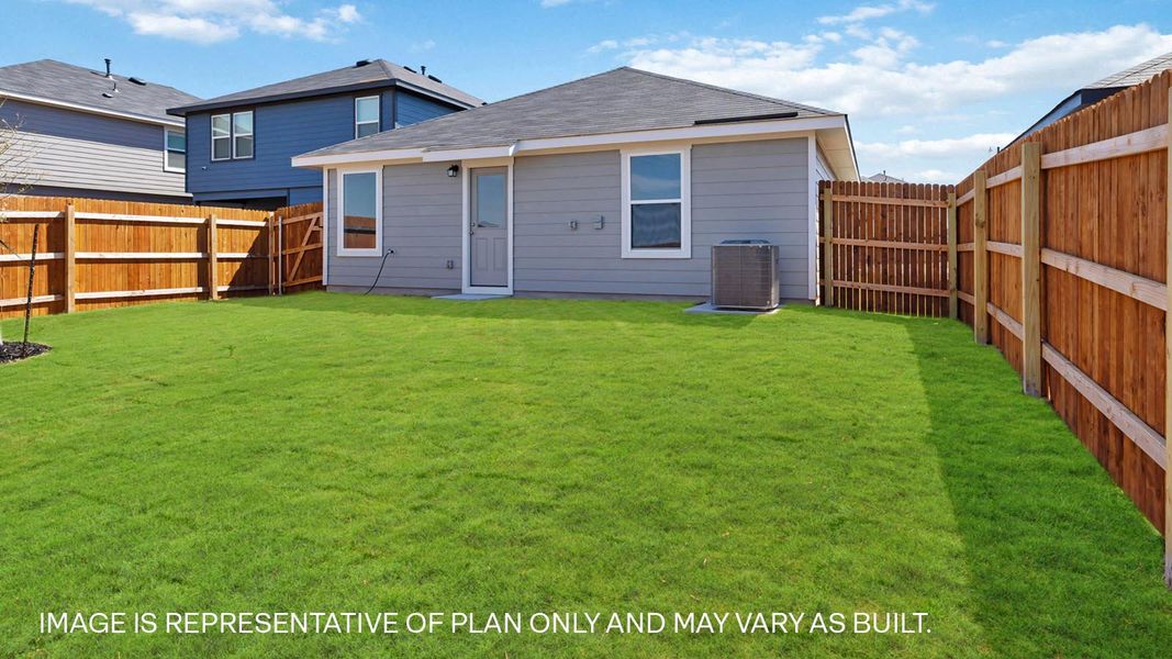 Exterior details and patio area of a home in Marigold, Kyle (Image 7).
