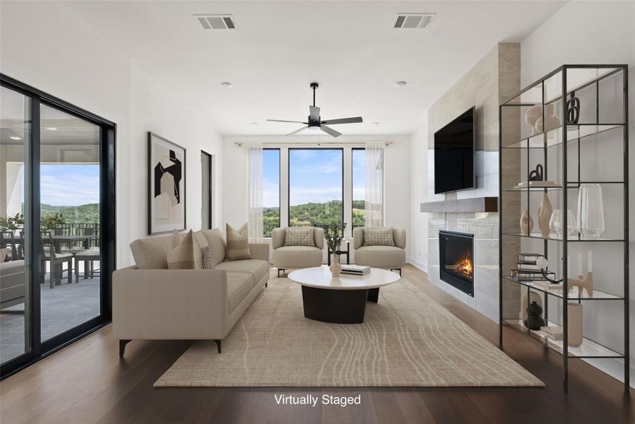 Furnished interior view inside a new home in The Estates at Rough Hollow Vista Ridge, Lakeway (Image 16).