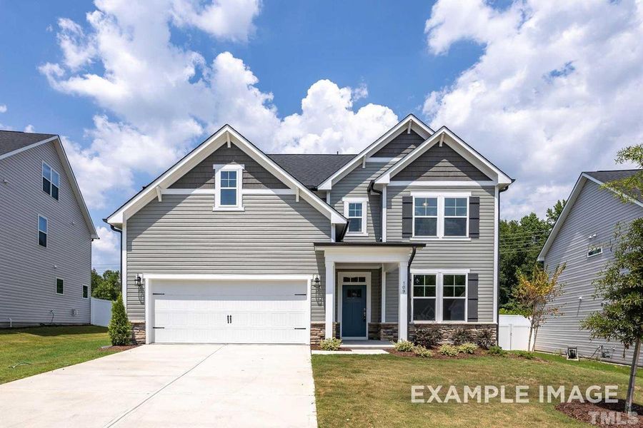 Front exterior of a new home in Wellers Knoll, Lillington, NC, highlighting curb appeal (Image 2). Front exterior of a new home in Wellers Knoll, Lillington, NC, highlighting curb appeal (Image 2).