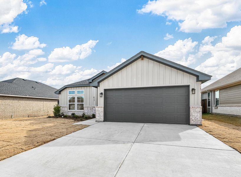 Representative exterior photo of a completed home built from the Hanover by Cheldan Homes in Sunset Ridge, Keene, TX (Image 32). Representative exterior photo of a completed home built from the Hanover by Cheldan Homes in Sunset Ridge, Keene, TX (Image 32).