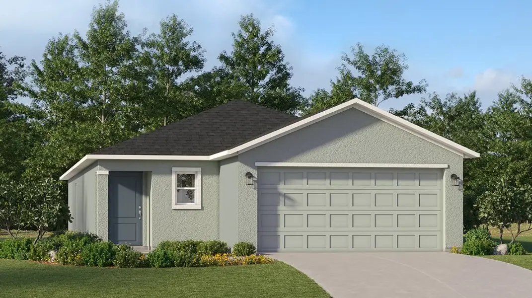Front exterior of a new home in Crane Landing, Fort Myers, FL, highlighting curb appeal (Image 1). Front exterior of a new home in Crane Landing, Fort Myers, FL, highlighting curb appeal (Image 1).