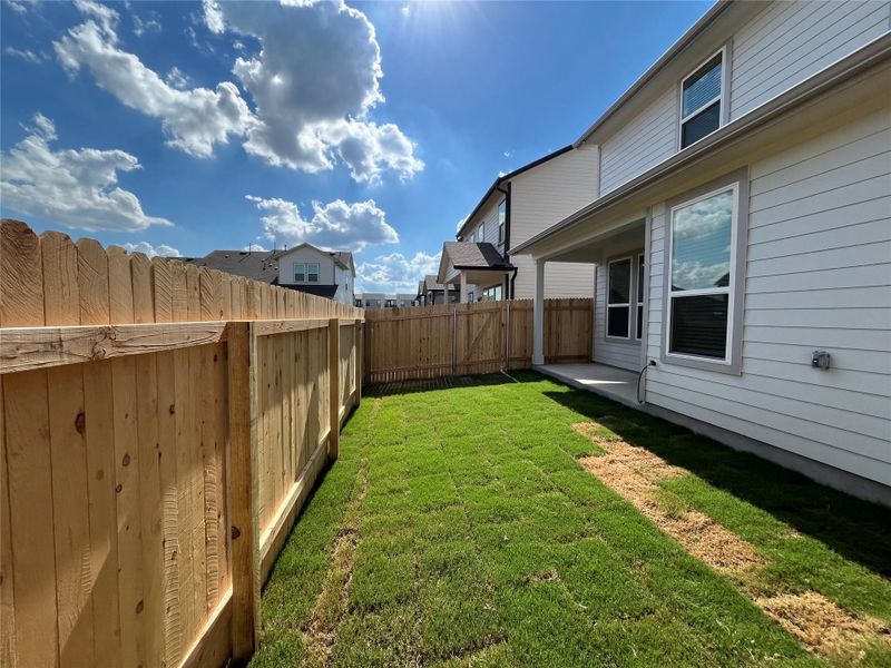 Private fenced in backyard that backs to dedicated Green space. Large covered patio Private fenced in backyard that backs to dedicated Green space. Large covered patio