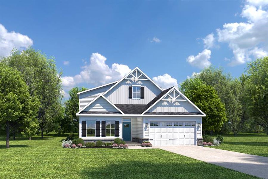 Representative exterior photo of a completed home built from the Palladio 2 Story by Ryan Homes in Canterbrook Farms Ranches, Fountain Inn, SC (Image 1). Representative exterior photo of a completed home built from the Palladio 2 Story by Ryan Homes in Canterbrook Farms Ranches, Fountain Inn, SC (Image 1).