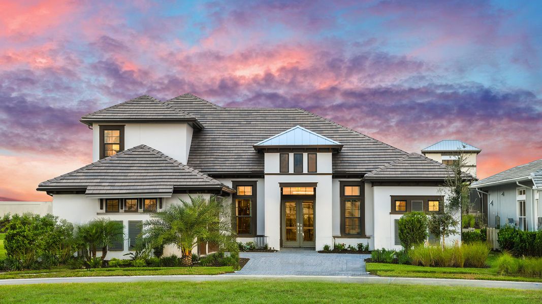 Representative exterior photo of a completed home built from the Beacon by Taylor Morrison in Esplanade by the Islands, Naples, FL (Image 1). Representative exterior photo of a completed home built from the Beacon by Taylor Morrison in Esplanade by the Islands, Naples, FL (Image 1).