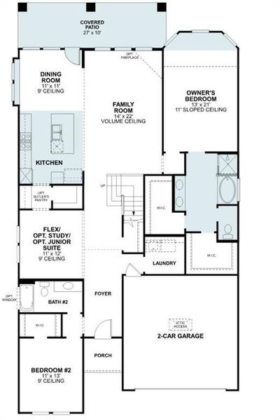 2D floor plan layout of this home in Lilybrooke at Legacy Hills, Celina, TX (Image 3).