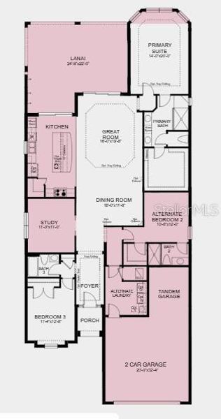 2D floor plan layout of this home in Esplanade at Skye Ranch, Sarasota, FL (Image 3).