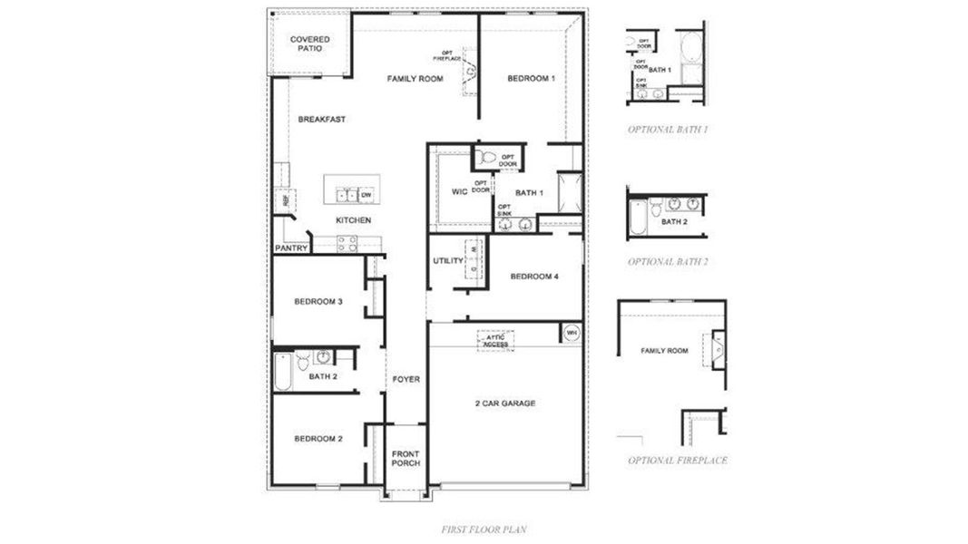 2D floor plan layout for the The Texas Cali by D.R. Horton in Allen Farms, Lubbock, TX (Image 4).