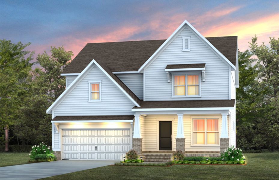 Representative exterior photo of a completed home built from the Mercer by Pulte Homes in Saunders Farm, Fuquay Varina, NC (Image 18).