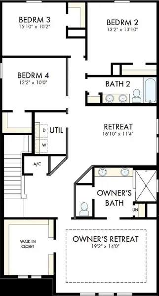 2D floor plan layout of this home in Persimmon Place – Garden Series, Wesley Chapel, FL (Image 3). 2D floor plan layout of this home in Persimmon Place – Garden Series, Wesley Chapel, FL (Image 3).