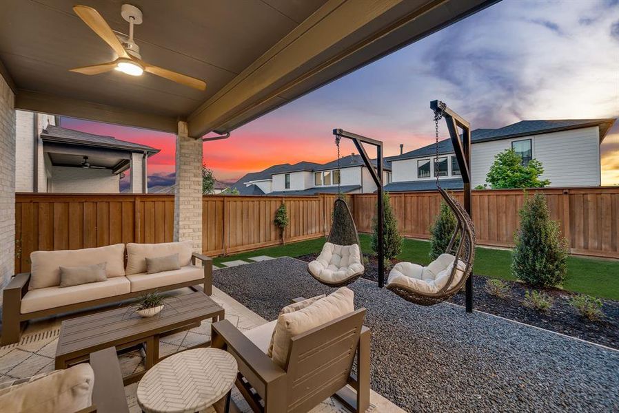 Exterior details and patio area of a home in Fields 50', Frisco (Image 24).