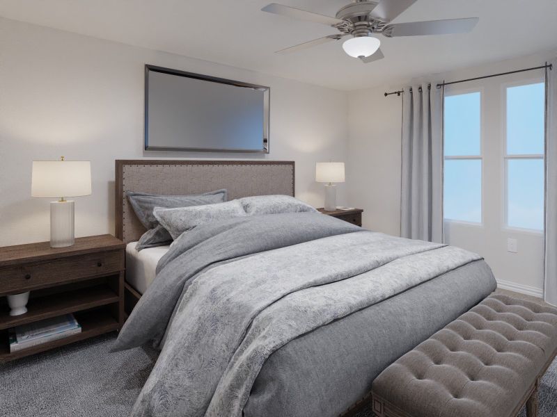 Enjoy the evening in your primary bedroom. Enjoy the evening in your primary bedroom.