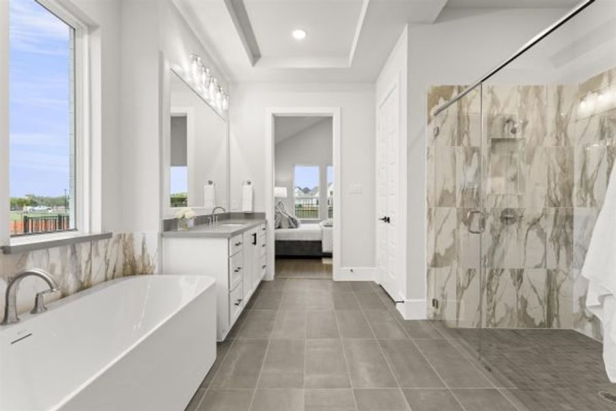 Representative furnished interior of a home built from the Tahiti by Stonefield Homes in Heath Golf and Yacht Club, Rockwall (Image 48).
