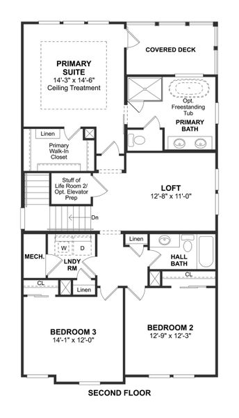 2D floor plan layout for the Tybee by K. Hovnanian® Homes in Sandy Oaks, Hilton Head Island, SC (Image 5).