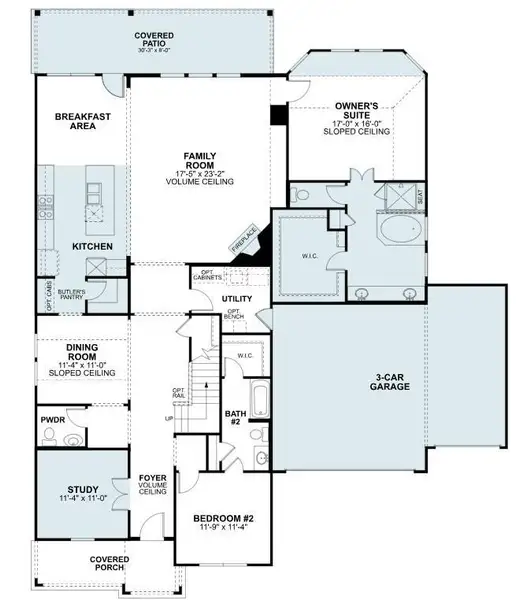 2D floor plan layout of this home in The Oaks on 6th Street, Magnolia, TX (Image 5).